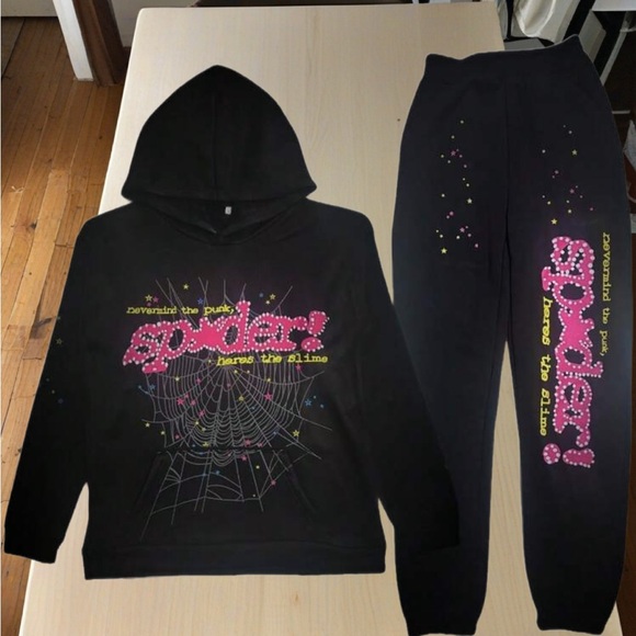 Men's Black Spider Pajama Set - Picture 1 of 2